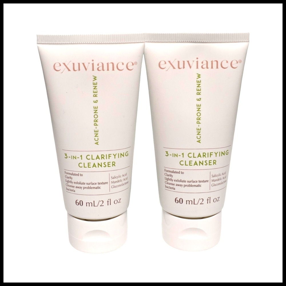 Exuviance 3-in-1 Clarifying Cleanser Duo Acne-Prone & Renew 2 fl oz x2 Tubes